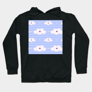 Cute pattern with clouds, stars and stripes Hoodie